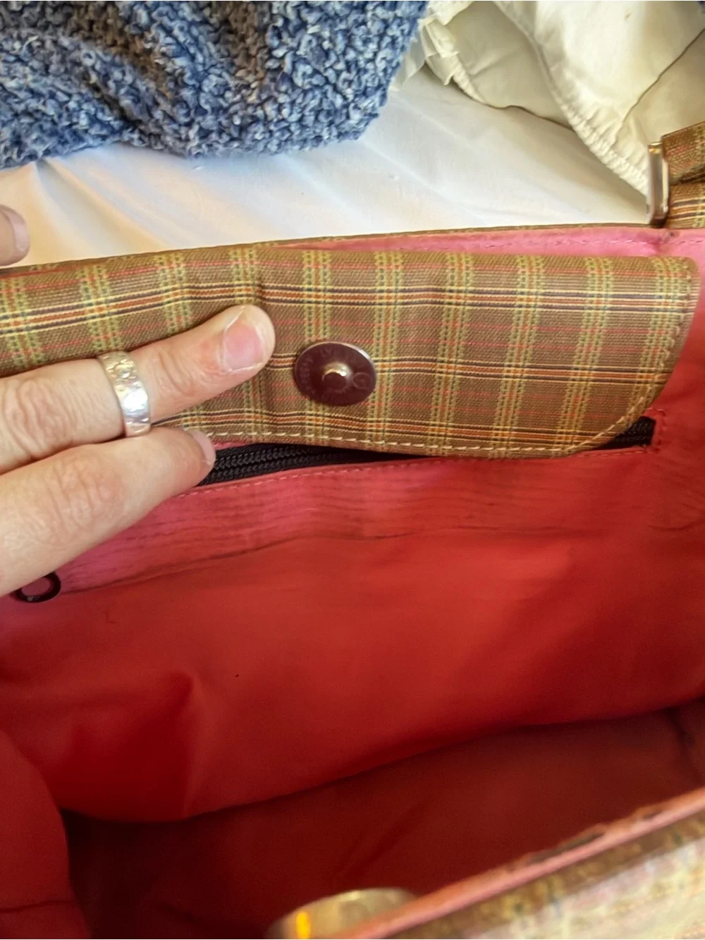 Kate spade vintage 1998 brown plaid sam rare preppy academia shoulder purse bag